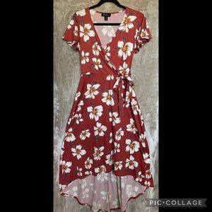 Orange white white flower dress.